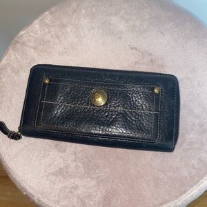 Coach Pebbled leather wallet with brass button